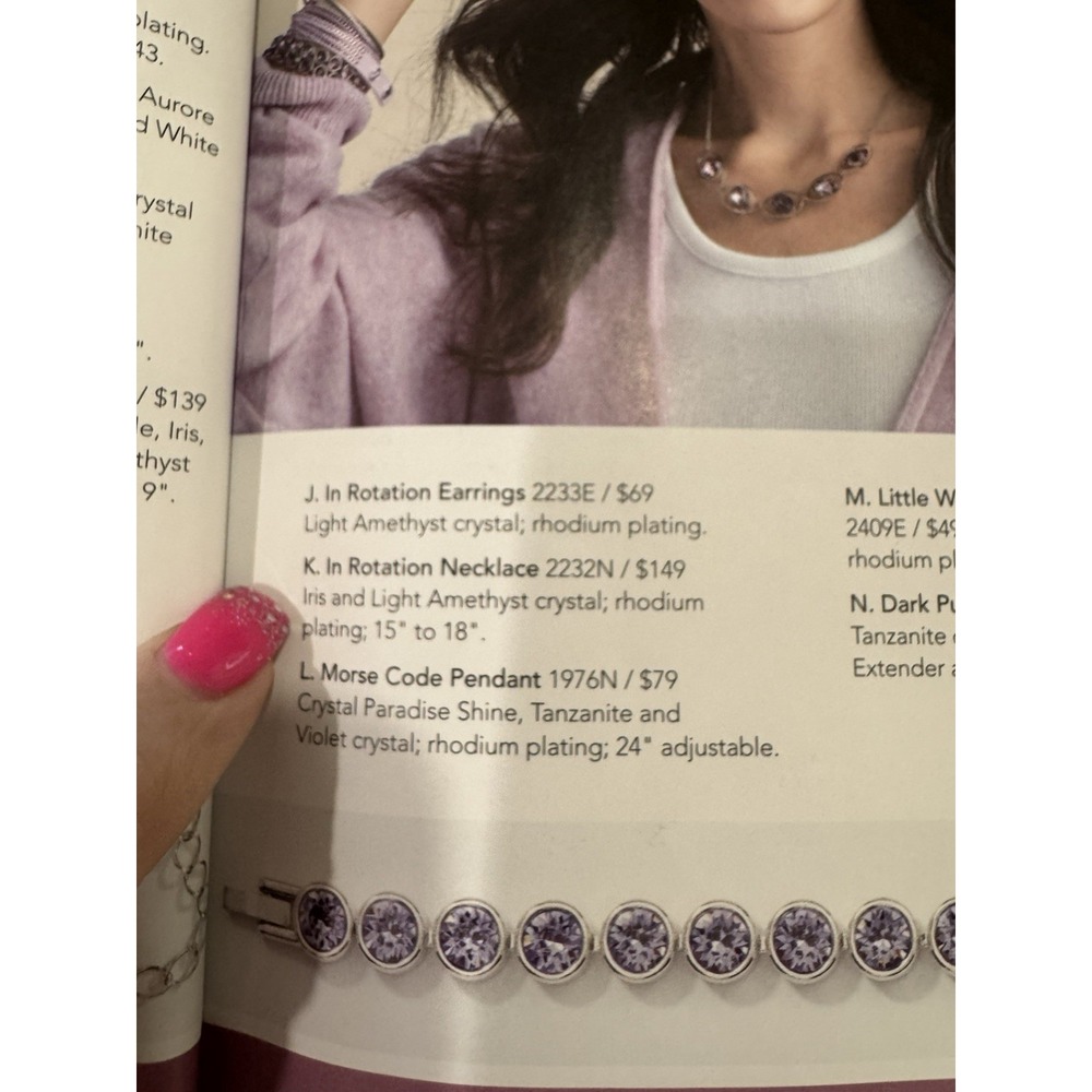 Touchstone Crystal In Rotation Necklace 15-18" Rhodium Plated NEW - Picture 7 of 7